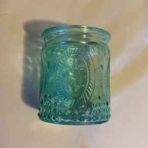 Mini Glass Jars H (4) - 3”H W 2.25” - Unopened with ⚜️ design - votive holders